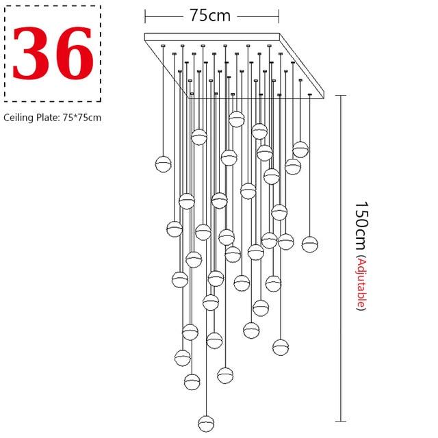 Modern Crystal Glass Ball LED Pendant Lights Fixtures Multiple Staircase Lamps Bar Hanging Lamp For Hotel