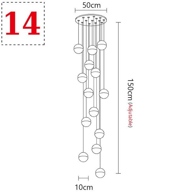 Modern Crystal Glass Ball LED Pendant Lights Fixtures Multiple Staircase Lamps Bar Hanging Lamp For Hotel