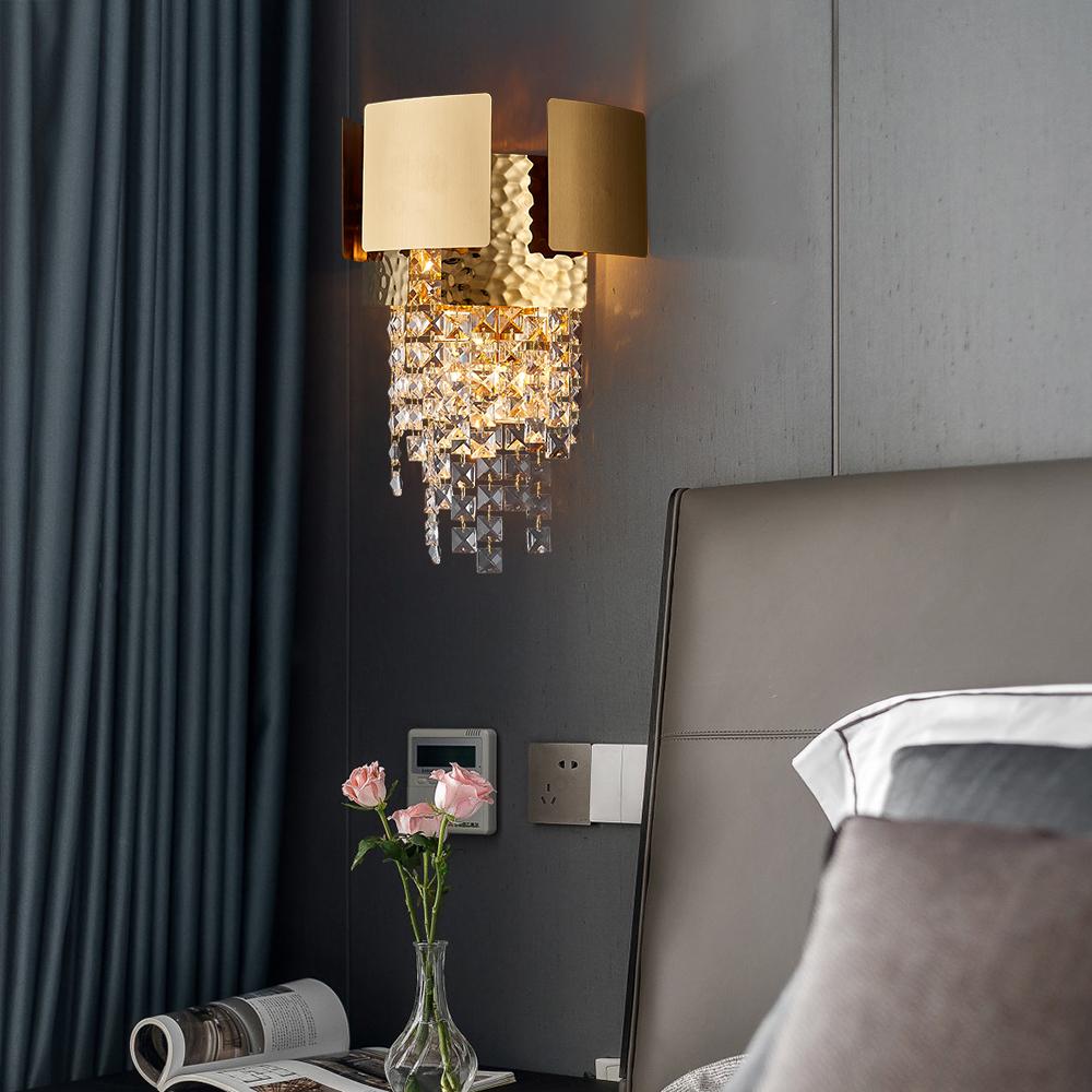 Modern Crystal Gold Plated Wall Sconce
