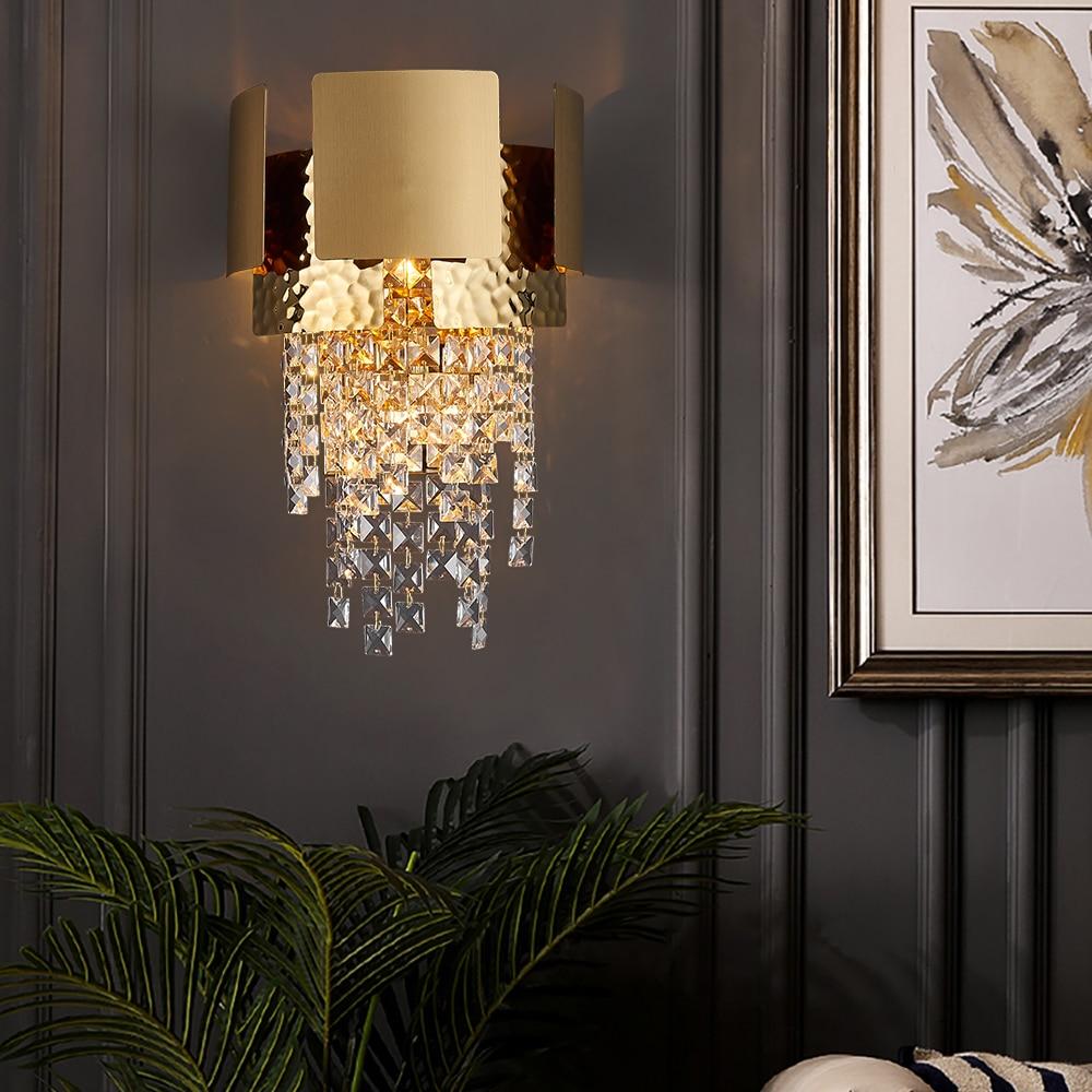 Modern Crystal Gold Plated Wall Sconce
