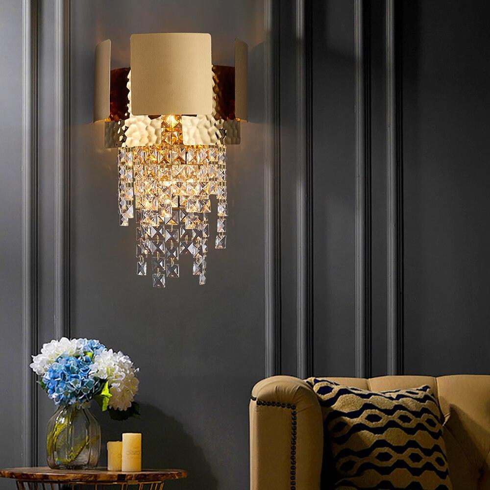 Modern Crystal Gold Plated Wall Sconce