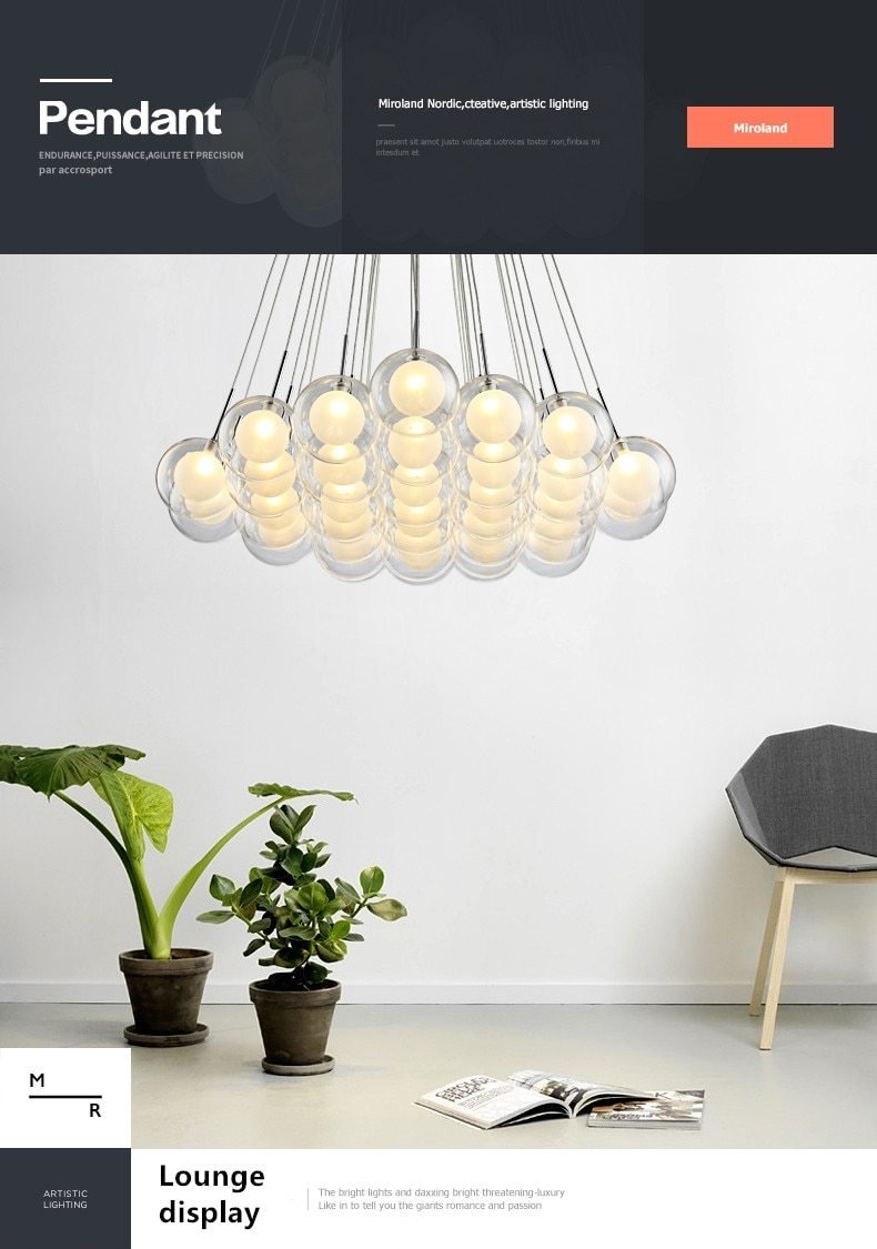 Modern LED Glass Ball Chandelier