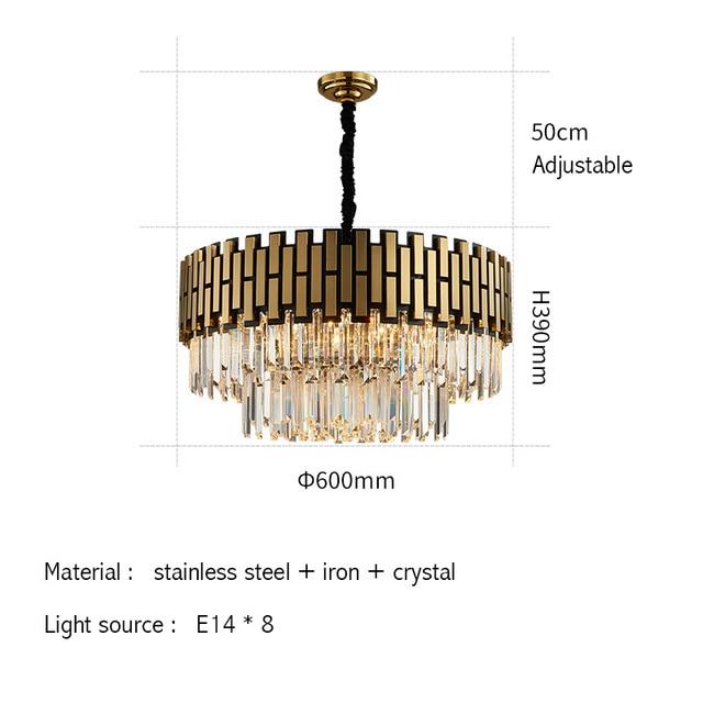 Modern Luxury Round Rectangle Crystal Chandelier Lighting For Dinning Room Living Room Indoor Light Fixtures Gold Chandeliers