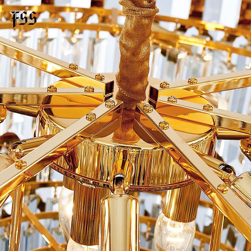 Modern Luxury Round Rectangle Crystal Chandelier Lighting For Dinning Room Living Room Indoor Light Fixtures Gold Chandeliers