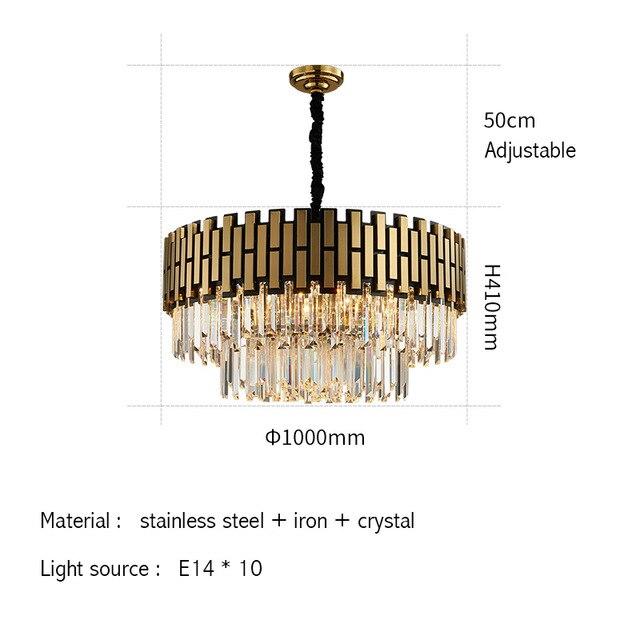 Modern Luxury Round Rectangle Crystal Chandelier Lighting For Dinning Room Living Room Indoor Light Fixtures Gold Chandeliers