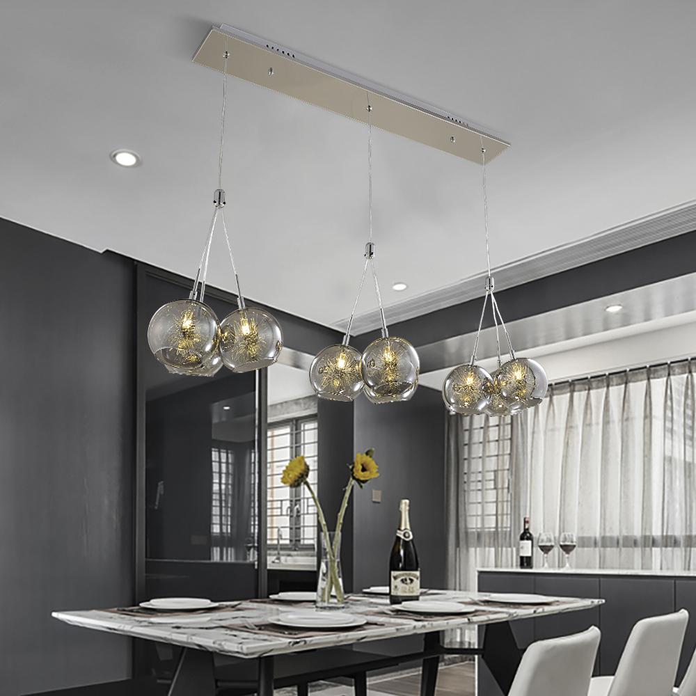 Modern Smoke Gray Glass Chandelier