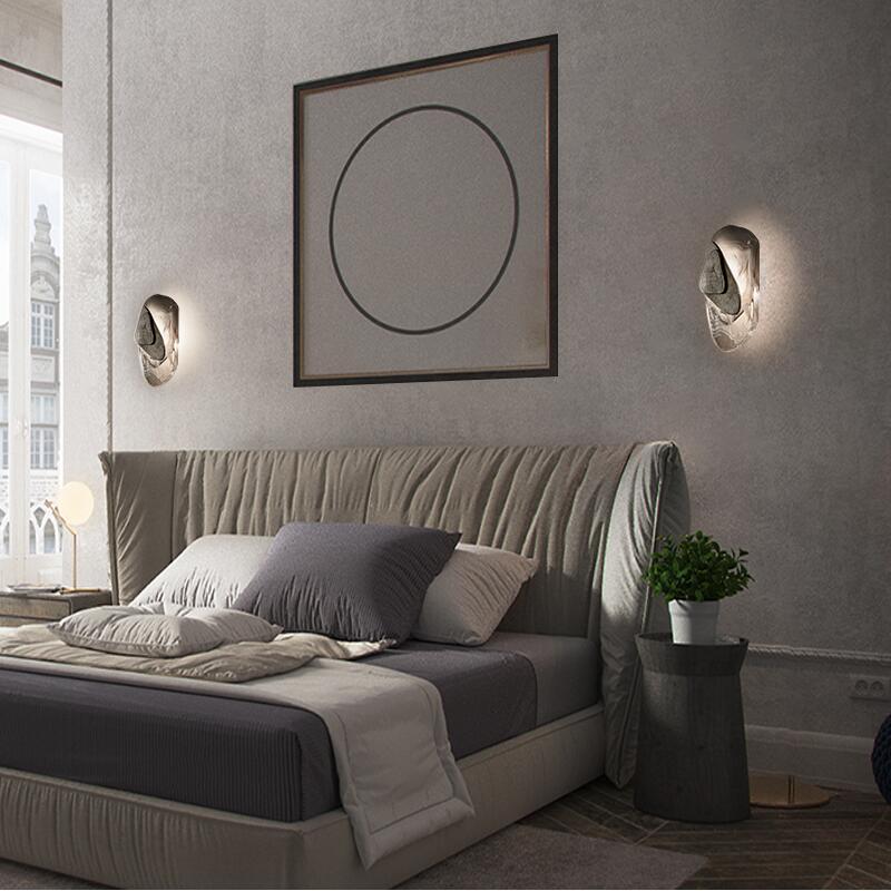 Modern Wall Sconce Lamp Shaped Crystal Stone Living Room Wall Led Hotel Creative Aisle Staircase Bedroom Bed Minimal Wall Lamp