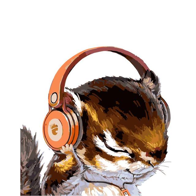 Possum with Headphones | Modern Wall Art Canvas Painting Unique Gift Home Decor 40x50cm