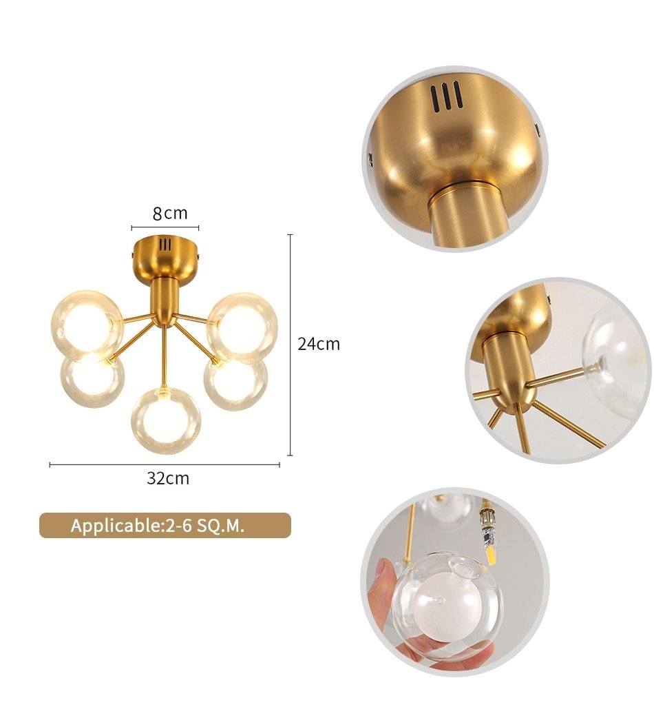 Avenila Select Gold Glass Ball Chandelier