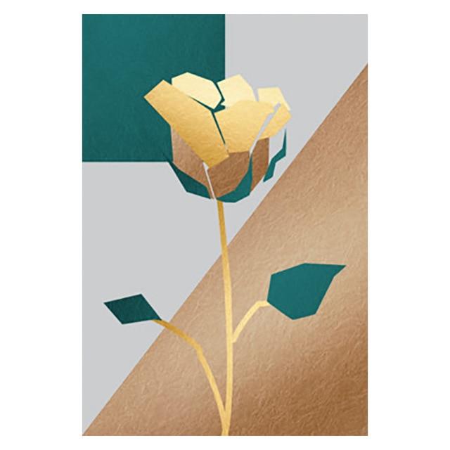 Posters and Prints Golden Modern Minimalistic Wall Art Geometric Floral Abstract Canvas Painting Nordic Decorative Painting