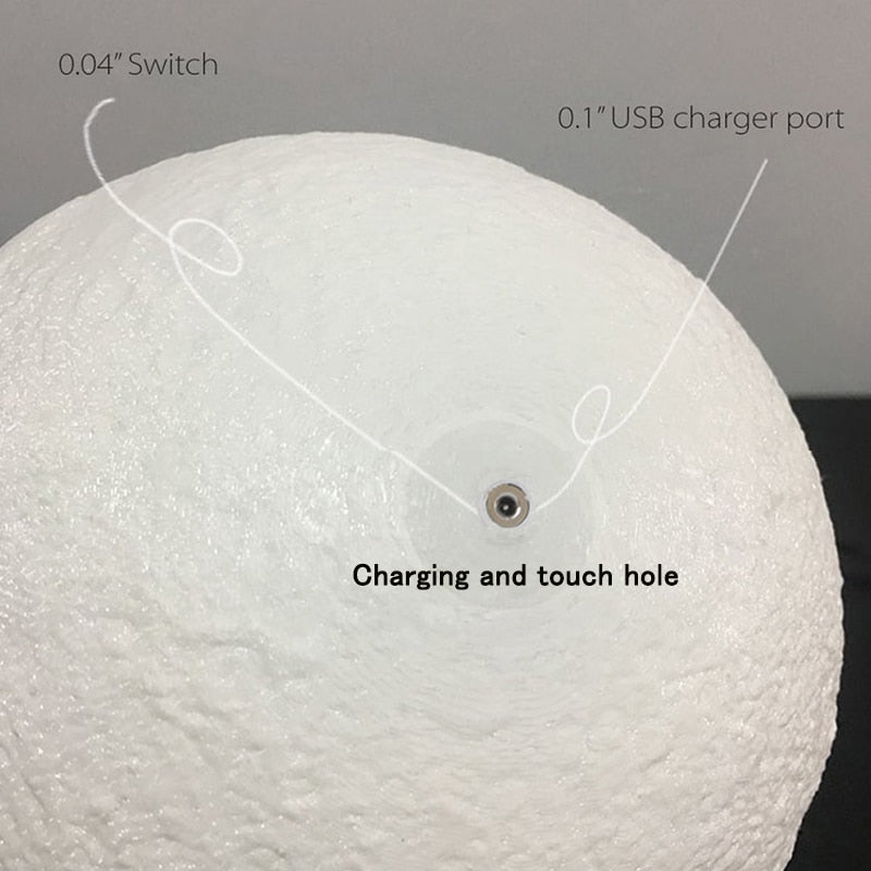 USB Rechargeable 3D Print Moon Lamp