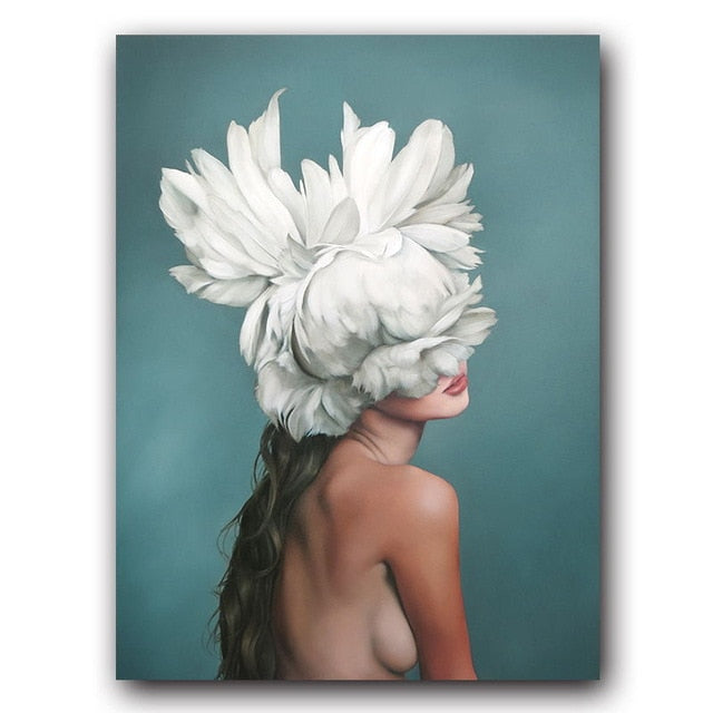 Abstract Flower Avatar Girl Canvas Painting Wall Painting Print Poster Wall Art Bedroom Living Room Modern Home Decoration
