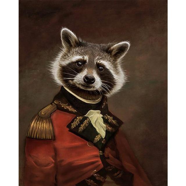Raccoon Revolutionary General Poster | Wall Art Posters And Prints Animal Canvas Painting