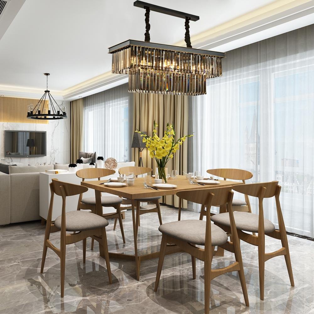 Rectangle Crystal Midnight Black Chandelier