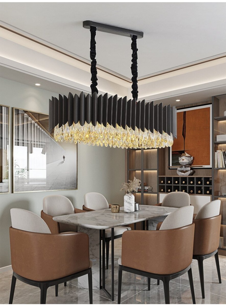 Rectangle Kitchen Island Crystal Chandelier