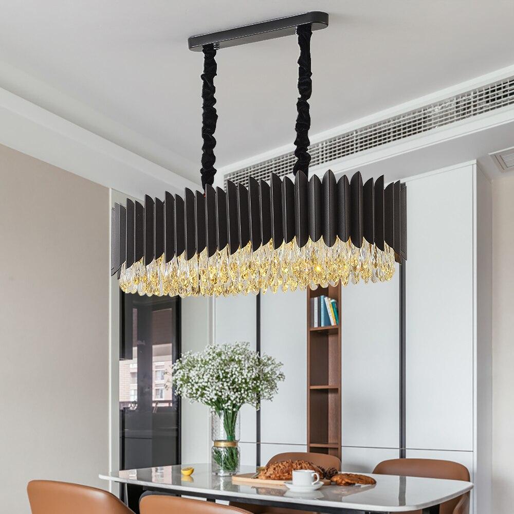Rectangle Kitchen Island Crystal Chandelier