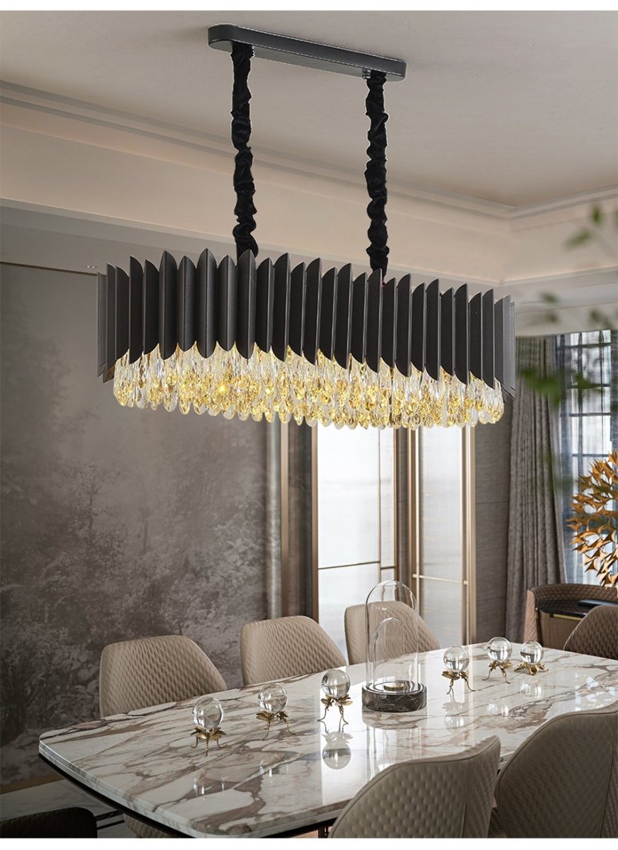 Rectangle Kitchen Island Crystal Chandelier