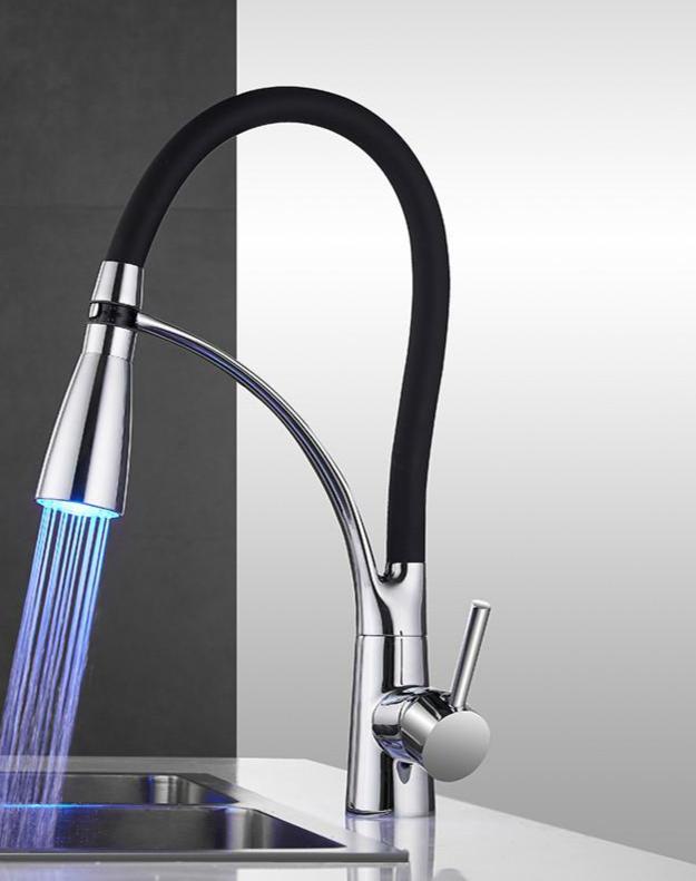 Rubber Chrome Pullable Kitchen Faucet