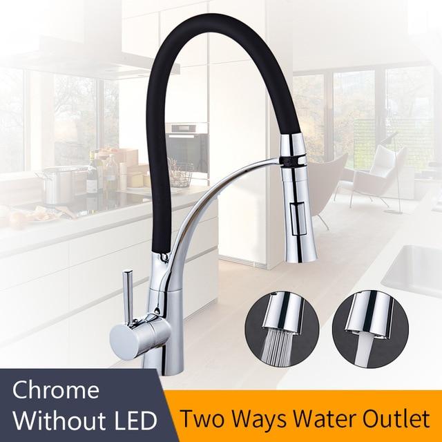 Rubber Chrome Pullable Kitchen Faucet