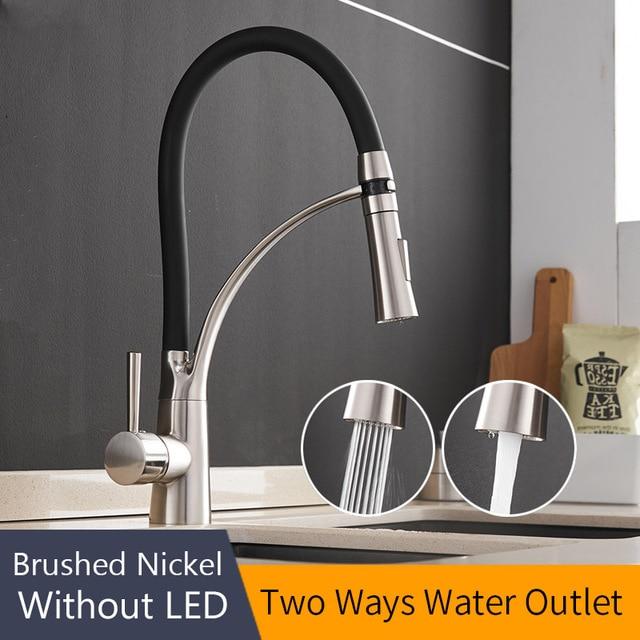 Rubber Chrome Pullable Kitchen Faucet