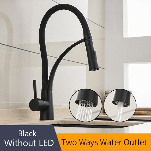 Rubber Chrome Pullable Kitchen Faucet