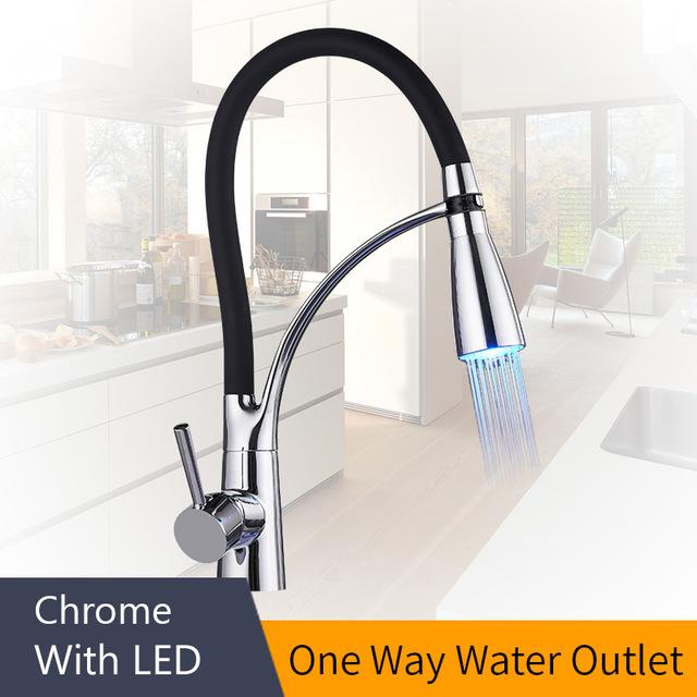 Rubber Chrome Pullable Kitchen Faucet