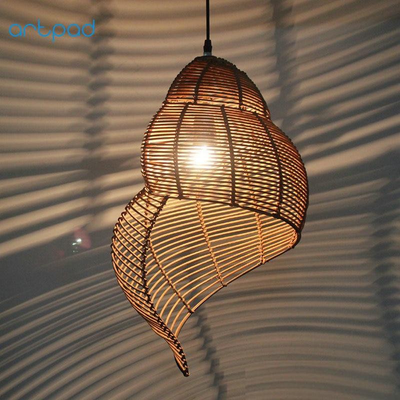 Sea Shell Snail Bamboo 9.8" to 13" Wide LED Pendant Lamp Shade