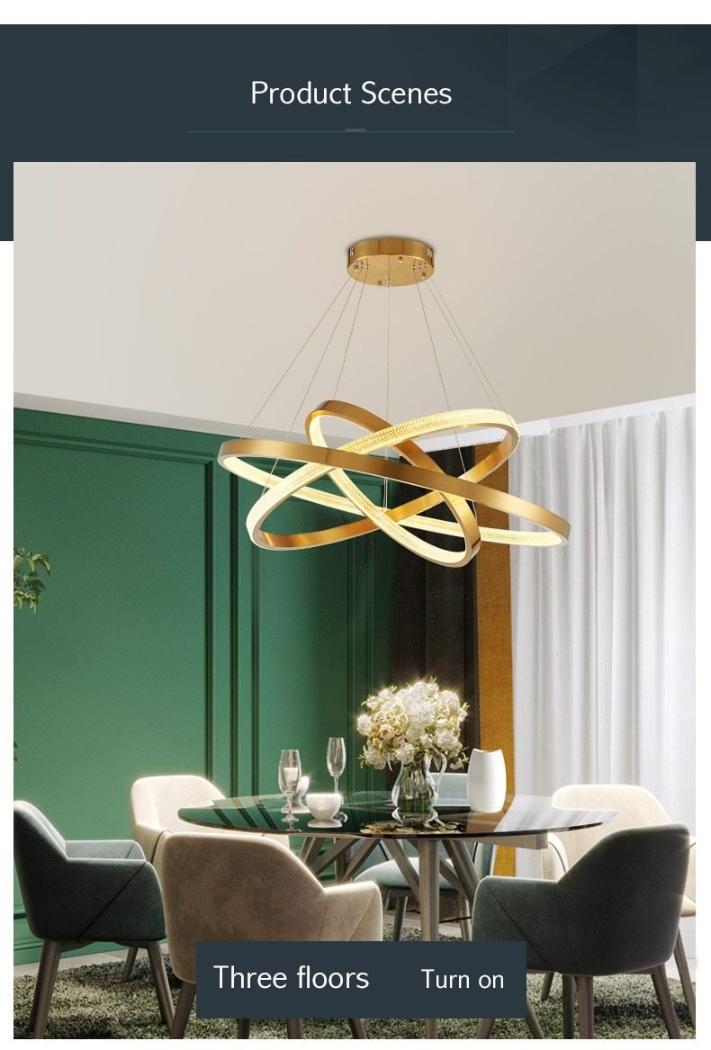 Semiflush Luxury Gold Circular Ring Chandelier - Avenila Luxury Selects