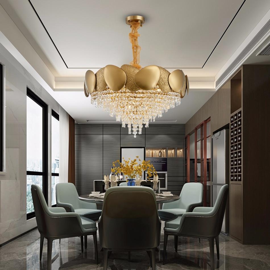 Sofrey Luxury Polished Steel Gold LED Chandelier
