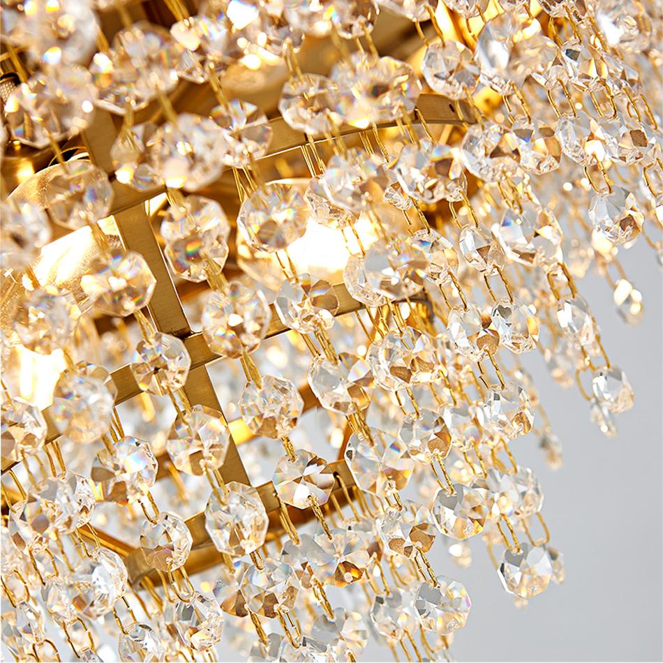 Sofrey Luxury Polished Steel Gold LED Chandelier