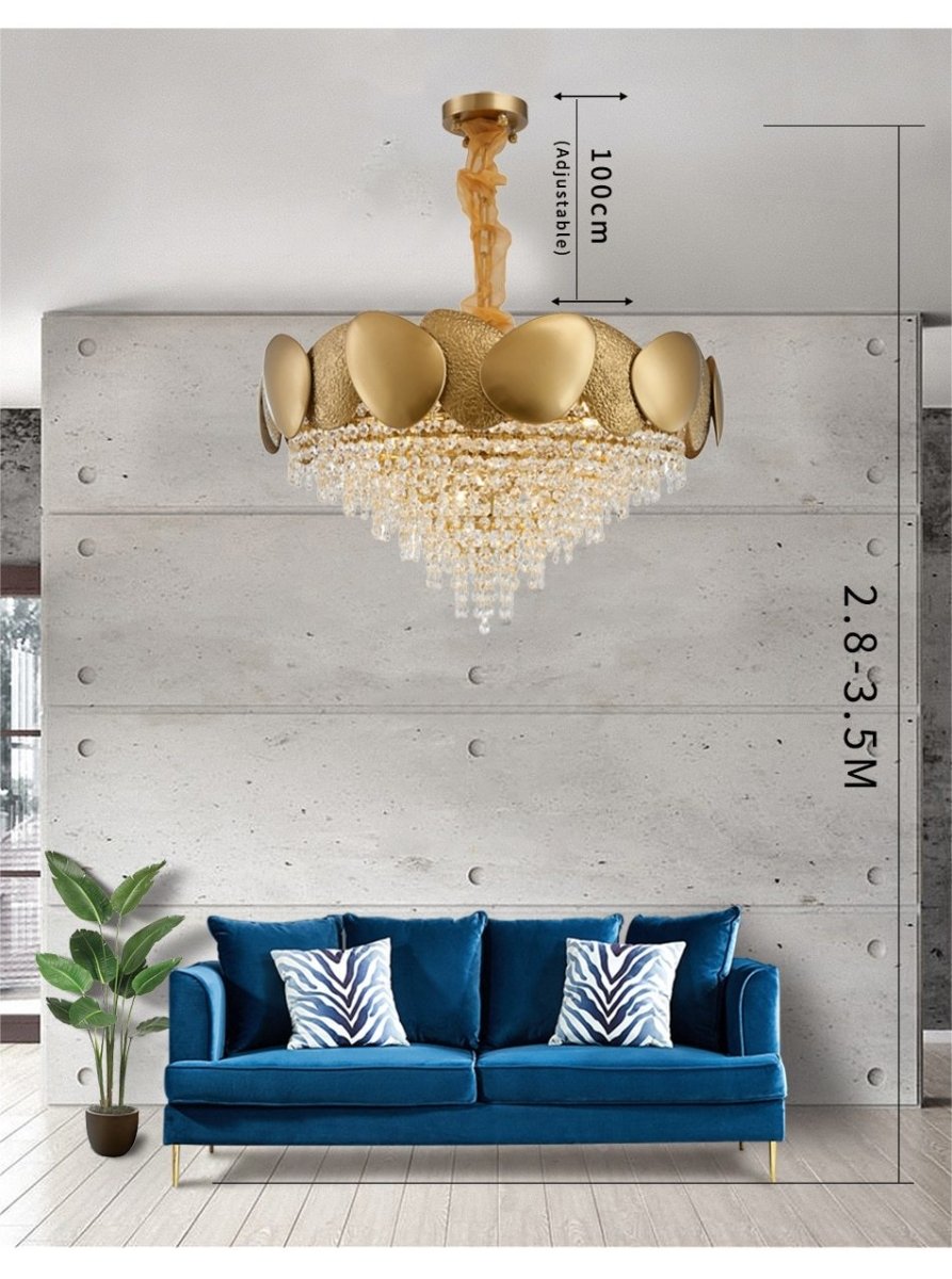 Sofrey Luxury Polished Steel Gold LED Chandelier
