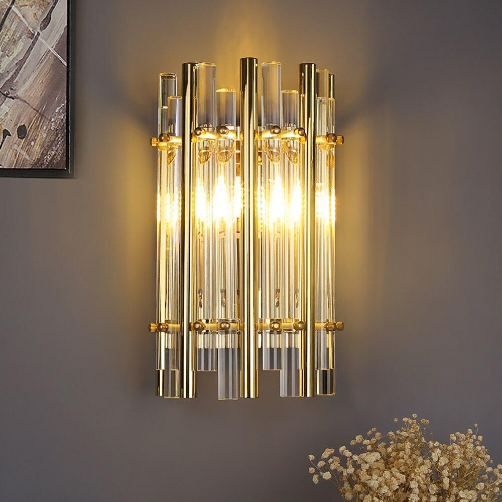 Sofrey Modern Crystal Wall Lamp Gold LED Crystal Sconce