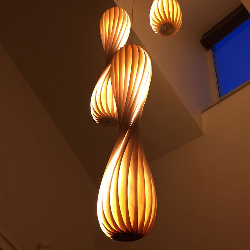 Wood curvy pendant light